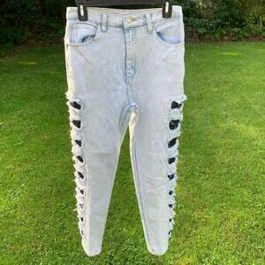 Vintage High waisted white washed distressed jeans